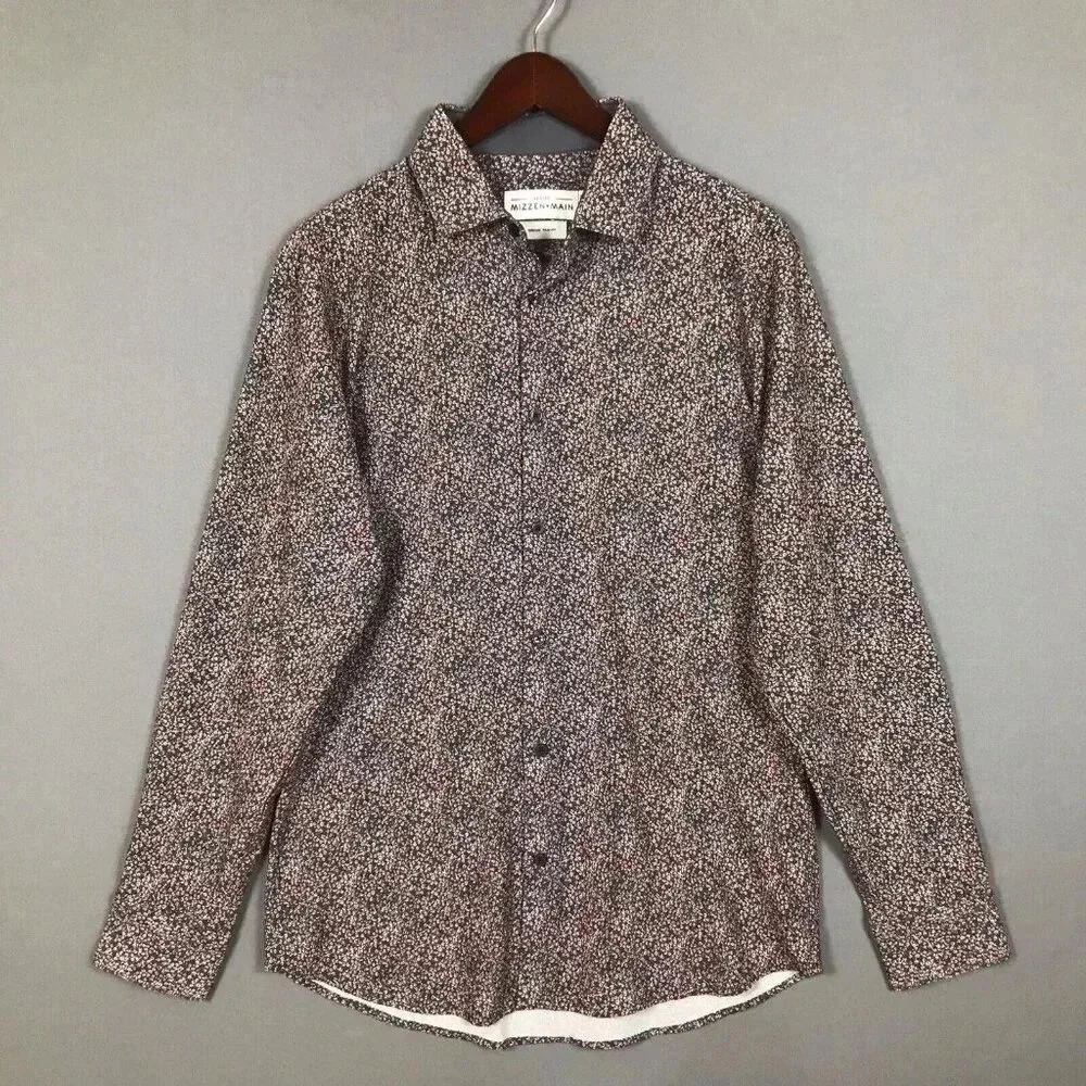 Mizzen + Main Leeward Trim Fit Long Sleeve Button Up Shirt Mens Size Medium M